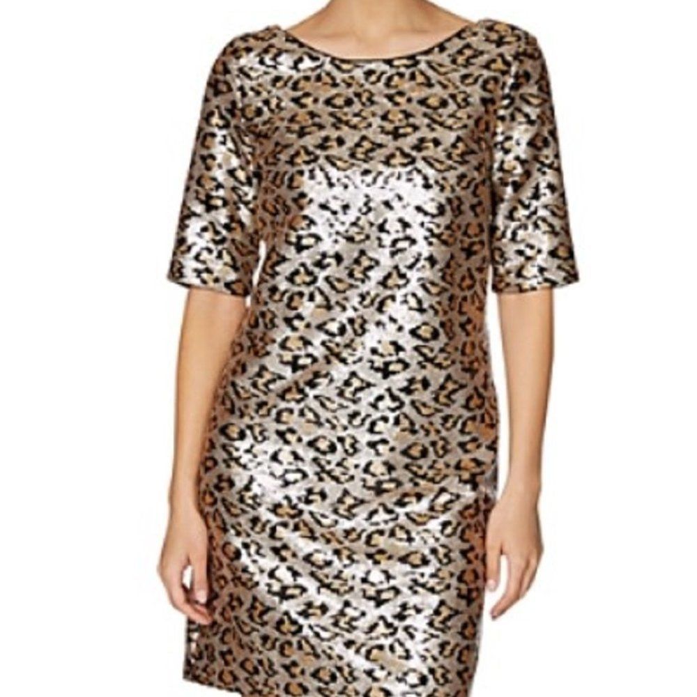 Betsey Johnson Sequined Leopard Print Mini Dress